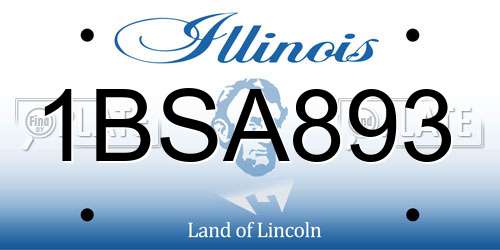 1BSA893 Illinois License Plate