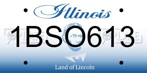 1BSO613 Illinois License Plate