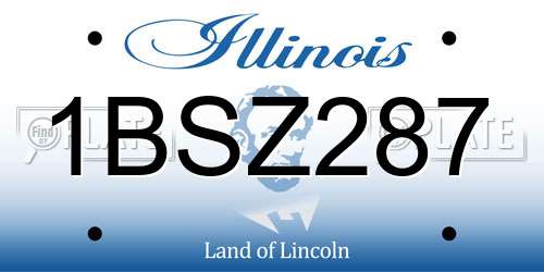 1BSZ287 Illinois License Plate