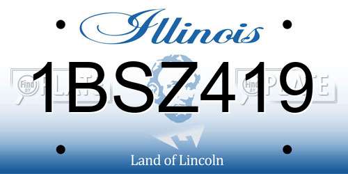 1BSZ419 Illinois License Plate
