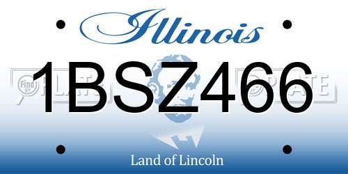 1BSZ466 Illinois License Plate