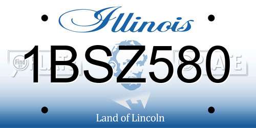 1BSZ580 Illinois License Plate