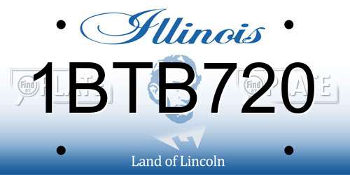 1BTB720 Illinois License Plate