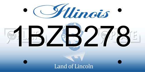 1BZB278 Illinois License Plate