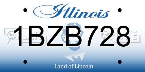 1BZB728 Illinois License Plate