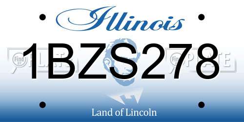 1BZS278 Illinois License Plate