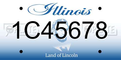 1C45678 Illinois License Plate
