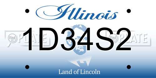 1D34S2 Illinois License Plate