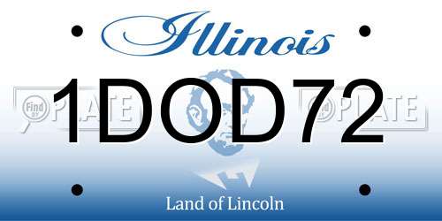 1DOD72 Illinois License Plate