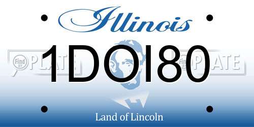 1DOI80 Illinois License Plate