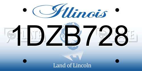 1DZB728 Illinois License Plate