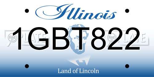 1GBT822 Illinois License Plate