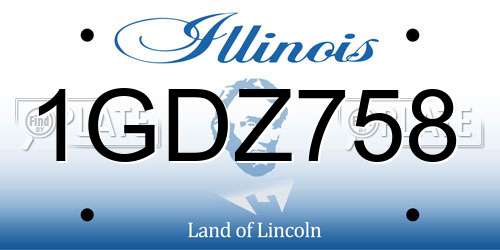 1GDZ758 Illinois License Plate