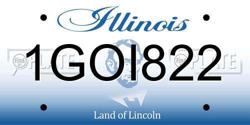 1GOI822 Illinois License Plate