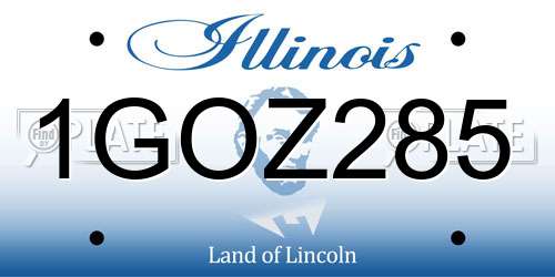 1GOZ285 Illinois License Plate