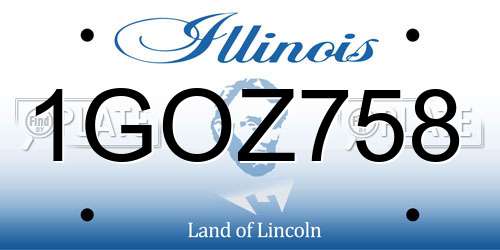 1GOZ758 Illinois License Plate