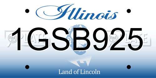 1GSB925 Illinois License Plate