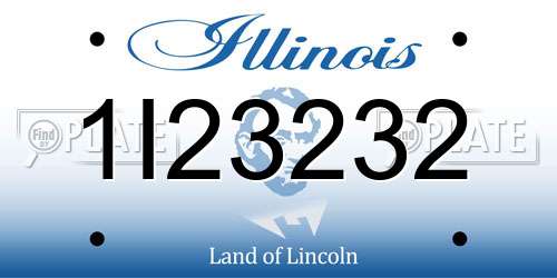 1I23232 Illinois License Plate
