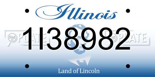 1I38982 Illinois License Plate
