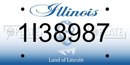 1I38987 Illinois License Plate