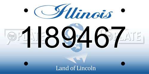 1I89467 Illinois License Plate