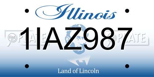 1IAZ987 Illinois License Plate