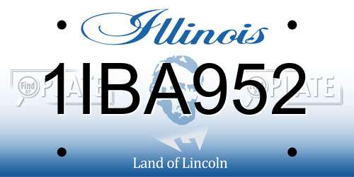 1IBA952 Illinois License Plate