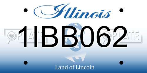 1IBB062 Illinois License Plate