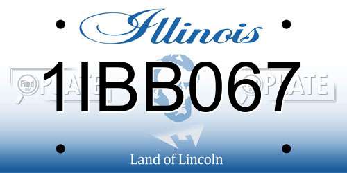 1IBB067 Illinois License Plate