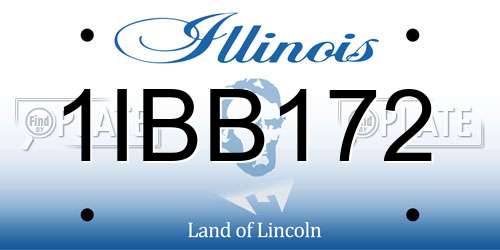 1IBB172 Illinois License Plate