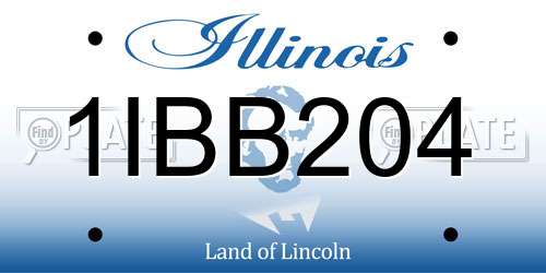 1IBB204 Illinois License Plate