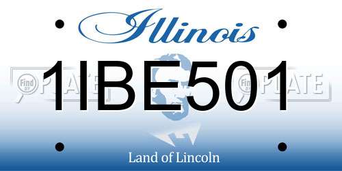 1IBE501 Illinois License Plate