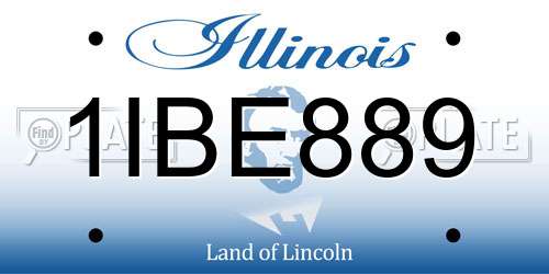 1IBE889 Illinois License Plate