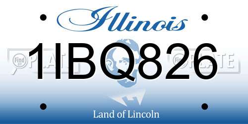 1IBQ826 Illinois License Plate