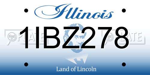 1IBZ278 Illinois License Plate