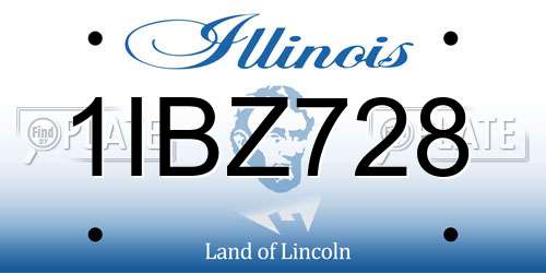 1IBZ728 Illinois License Plate