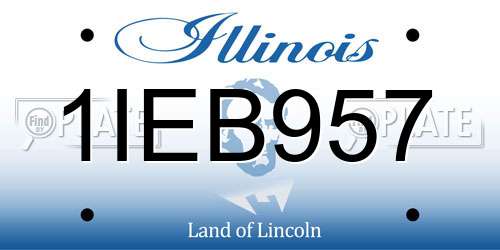 1IEB957 Illinois License Plate