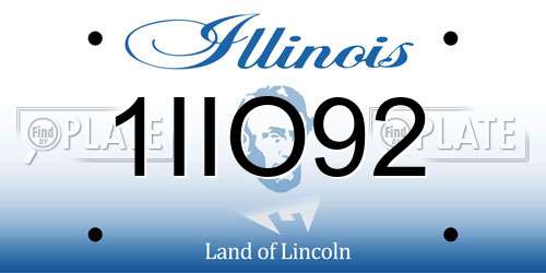 1IIO92 Illinois License Plate