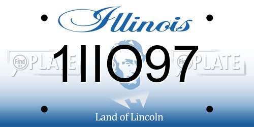 1IIO97 Illinois License Plate