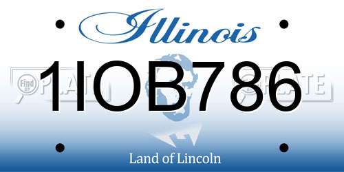 1IOB786 Illinois License Plate