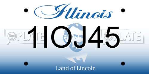 1IOJ45 Illinois License Plate