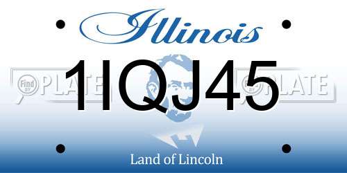 1IQJ45 Illinois License Plate