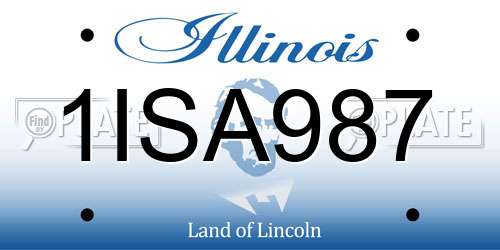 1ISA987 Illinois License Plate