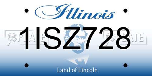 1ISZ728 Illinois License Plate