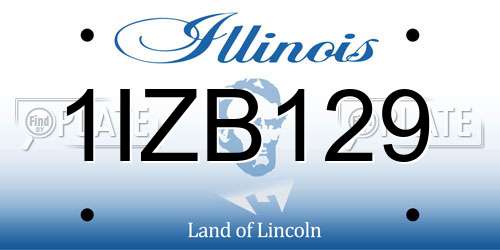 1IZB129 Illinois License Plate