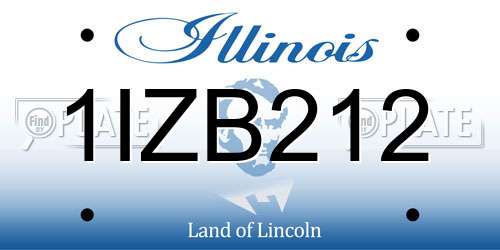 1IZB212 Illinois License Plate