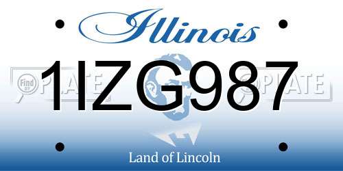 1IZG987 Illinois License Plate