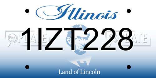 1IZT228 Illinois License Plate