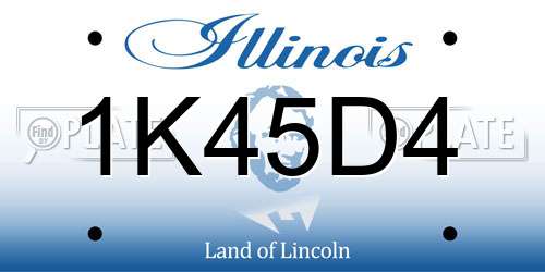 1K45D4 Illinois License Plate