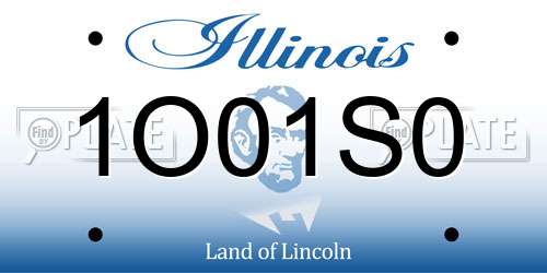 1O01S0 Illinois License Plate